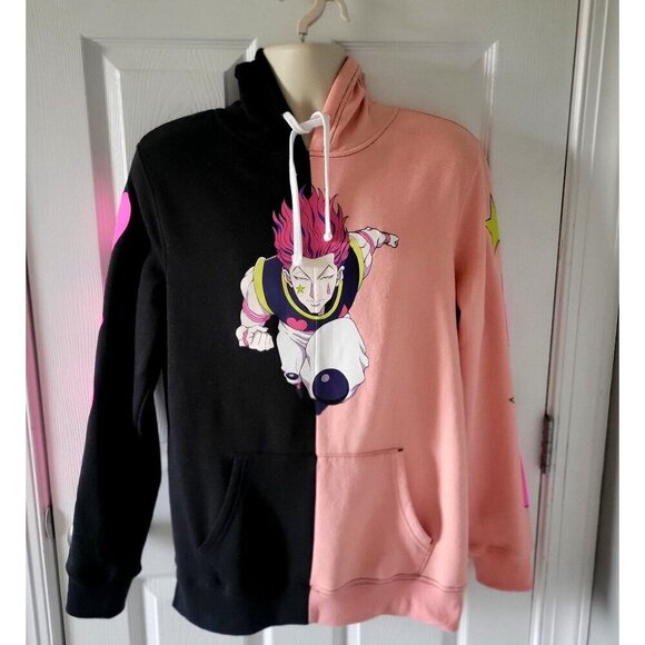 Hot Topic Hunter X Hunter Hisoka Bungee Gum Black Pink Split Hoodie - Medium - Picture 2 of 9